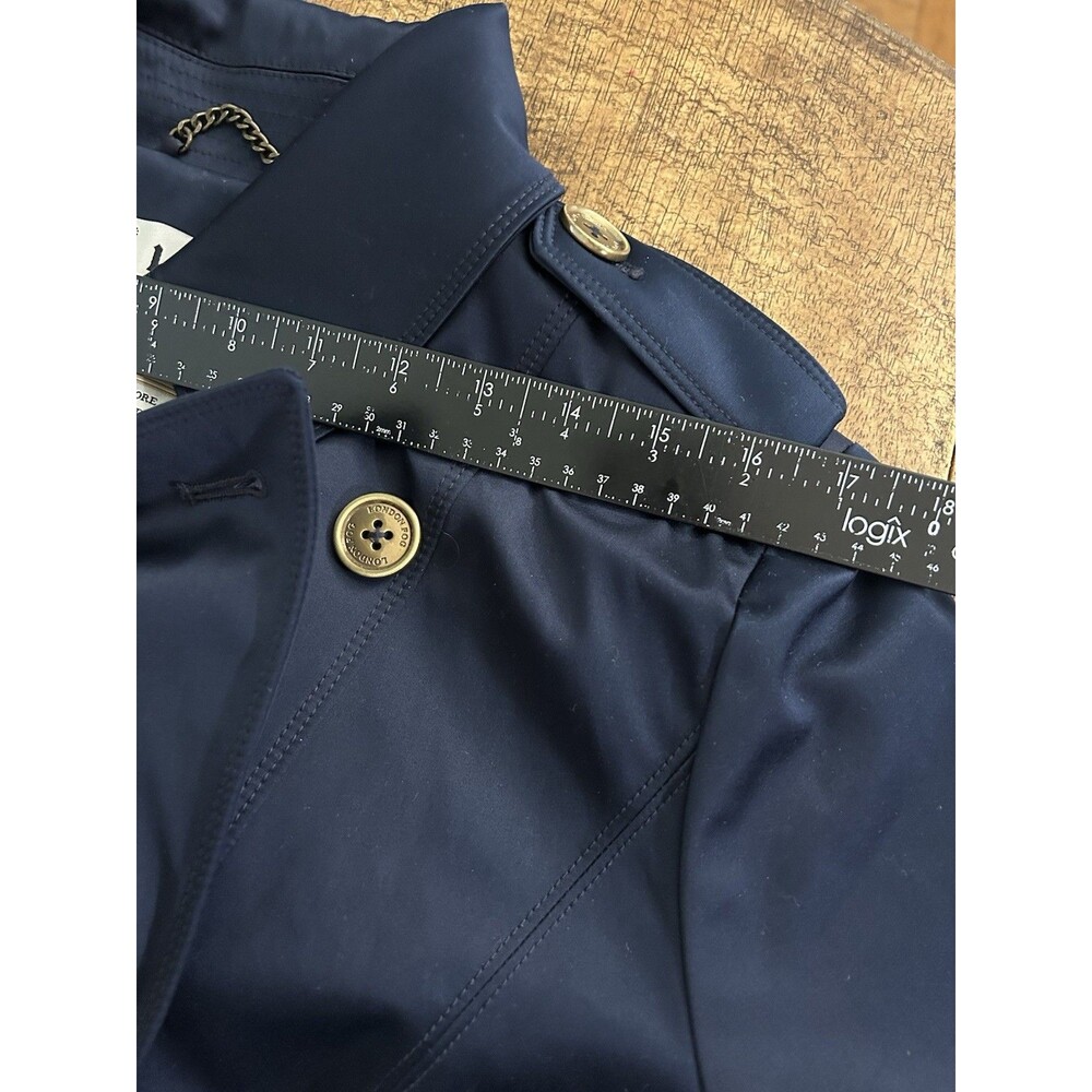 London Fog Heritage Double Breasted Belted Trench Dark Blue Satin Sheen Size L - Picture 16 of 16